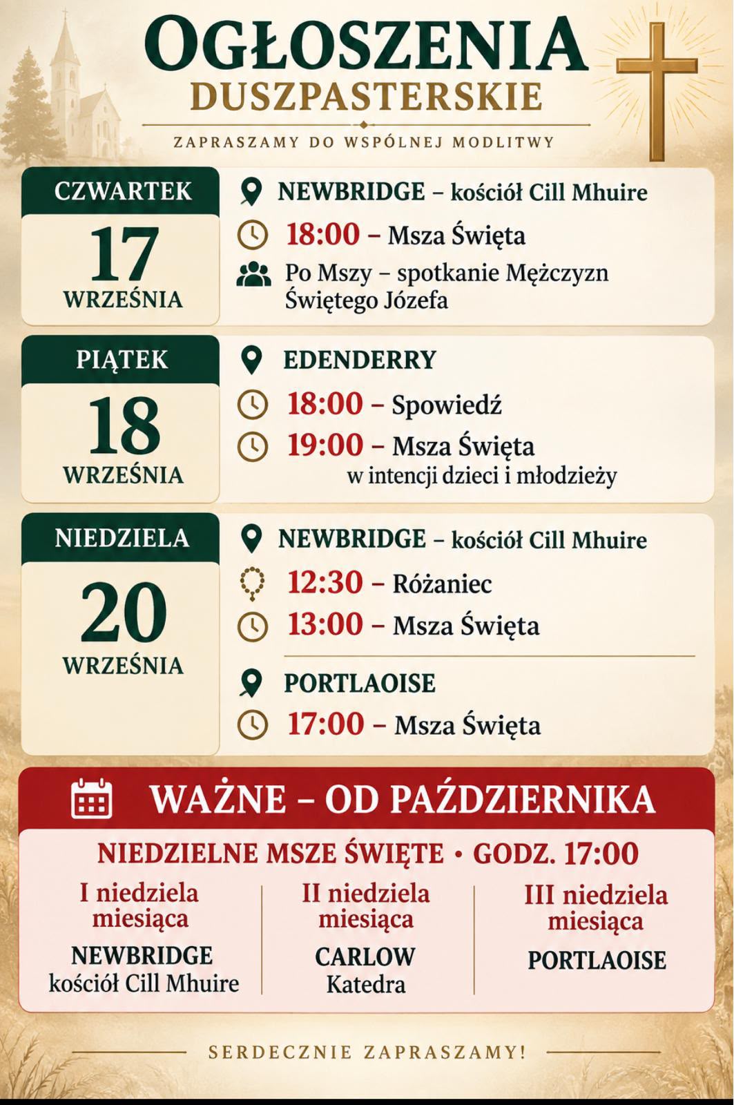 Nadchodzące Msze święte